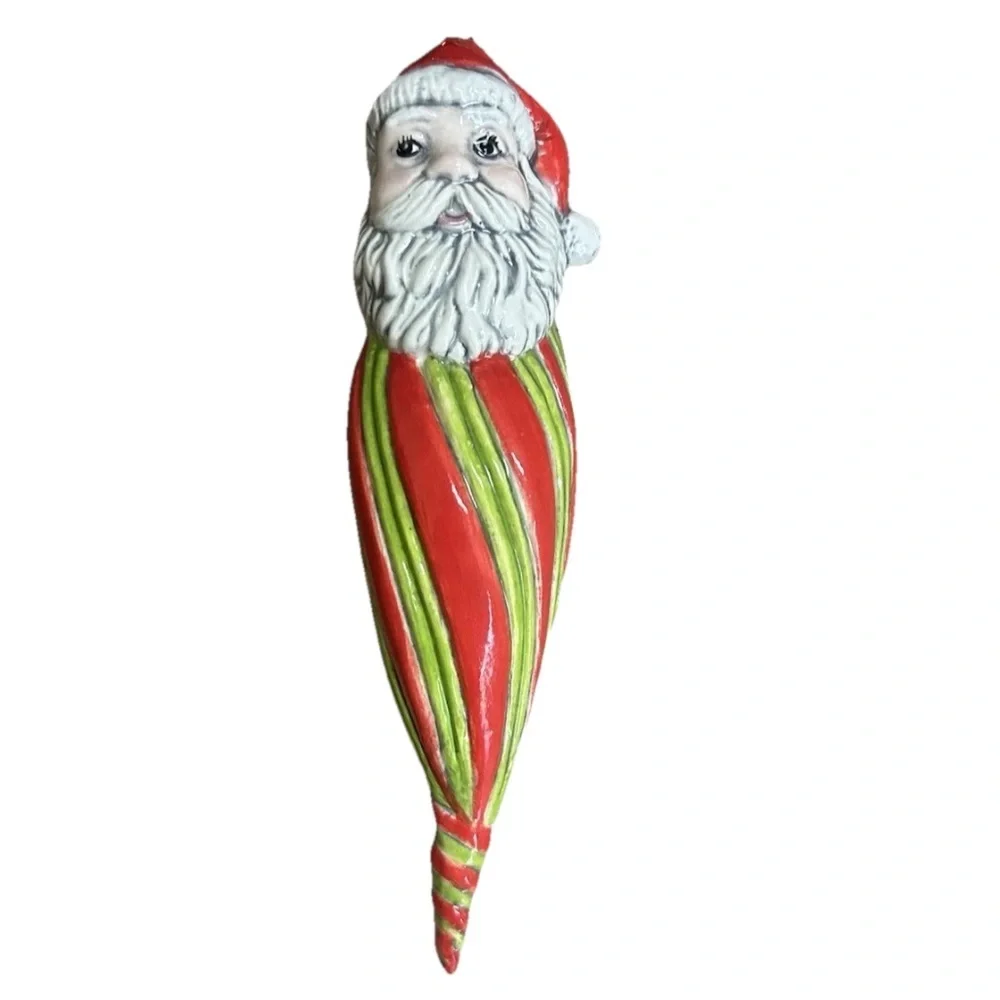 Santa Spiral Christmas Ornament Ceramic Handmade 6”